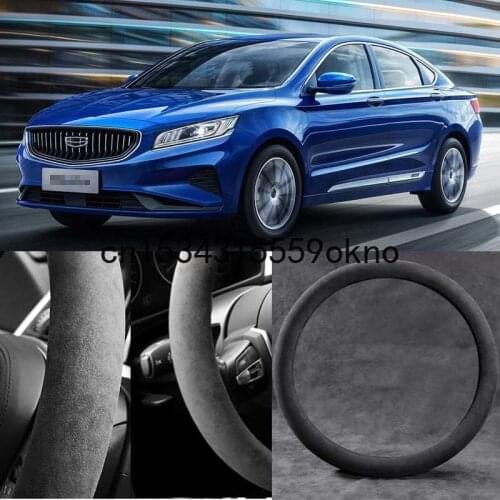 For Geely Series Black Alcantara Suede Car Steering Wheel Cover Car Accessories