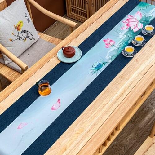Waterproof Cloth Tea Table Runner Chinese Tea Ceremony Hand-painted Linen Set Accessories Style Cloth Art Modern Tea Flag