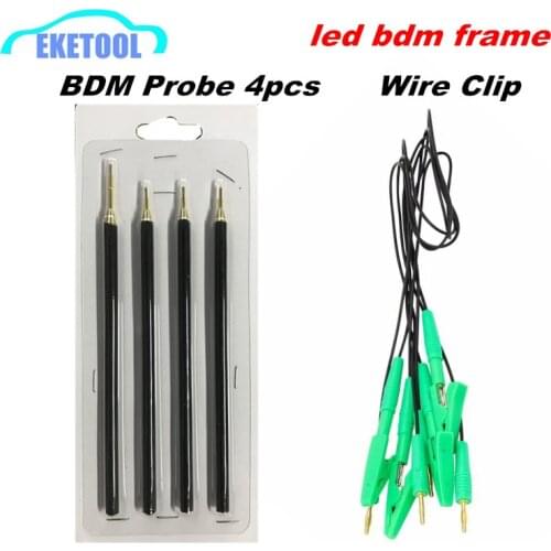 ECU Power Probe Pin 4pcs/Set Green Wire Cable Works BDM Frame Pin LED Charger Used Together With Stainless BDM Frame Replacement