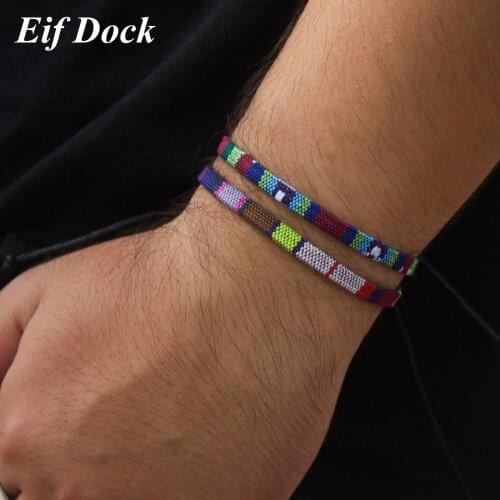 Eif Dock New Boho Handmade Beach Bracelets For Women Rainbow Friendship Rope Bracelet Vintage Stackable Weave Jewelry Pulsera