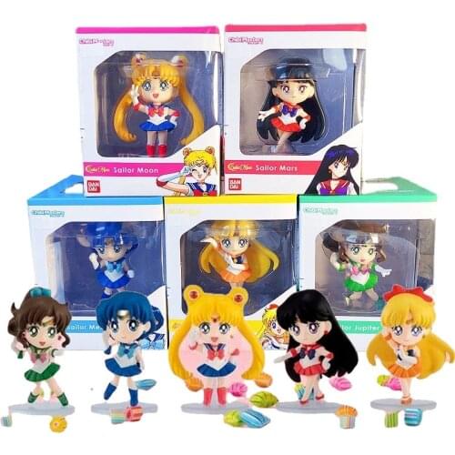 Bandai Sailor Moon Figure CHIBI MASTERS Mercury Mars Jupiter Anime Figure Genuine Model Action Toy Figure Toys for Children