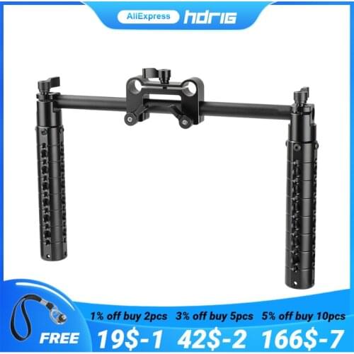 HDRIG Cheese Handgrip Pair With ARRI Rosette M6 Mount Connection & 15mm Rod Clamp For DLSR Camera Shoulder Rig For Photo Studio