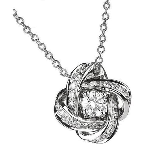 Huitan Romantic Crystal Winnower Necklace Full CZ Aesthetic Bridal Wedding Necklace High-quality Silver Color New Trendy Jewelry