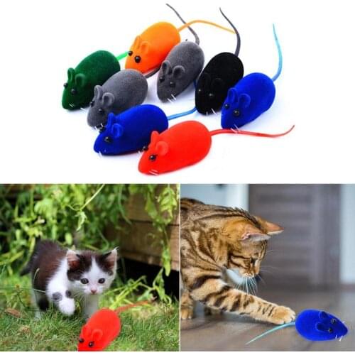 1PC Fake Mouse Pet Kitten Toy Flocking Mouse Realistic Sound Plush Rubber Interactive Toy Colorful Cat Teaser Toy Pet Supplies