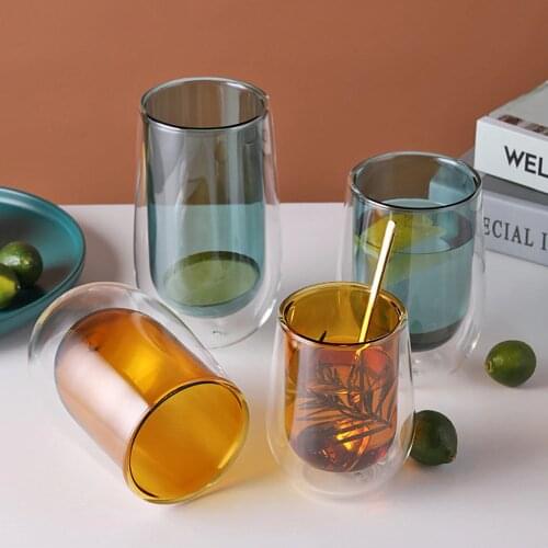 Coffee Cocktail Drinkware Borosilicate Beer Transparent Glass Cup Borosilicate Container Color Glass Cup Borosilicate Drinks