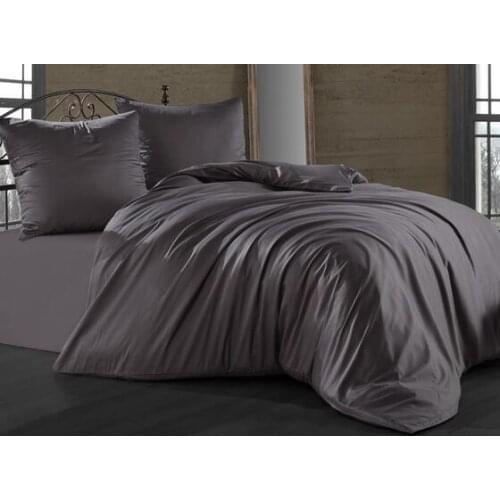 Anthracite Cotton Satin Double Duvet cover set