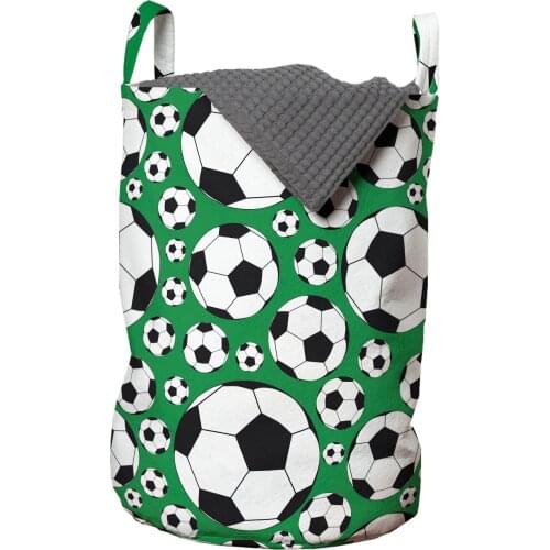Soccer Laundry Basket Footballs Pattern Active Lifestyle Organizer for Clothes Underwear Socks Toys Wash Bag & Home Storage