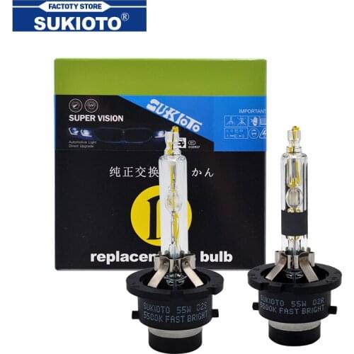 SUKIOTO 2PCS 55W D2S Xenon HID Projector Bulb Super Bright 5500K D2S D2R D4R D4S Car Headlight Replacement Lamp D2 D4 Auto Light