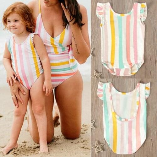Toddler Kids Baby Girls Summer Swimwear Stripe Bikini Swimsuit One-piece Clothes