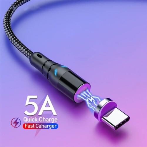 5A Supercharge magnetic usb c cable fast charge Micro USB type c Data Cord magnetic charging cable For huawei Samsung A51 xiaomi