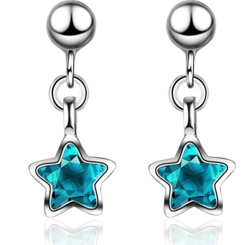 Cute Blue stars earrings Long Tassel Dangle Earrings For Women Drop Brincos Bijoux boucle d'oreille Plata color Jewelry Earring