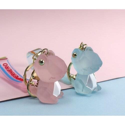 Trendy Cute Transparent Dinosaur Keychain Creative Best Friend Gift Key Ring Holder Couple Pendant Jewelry Women Accessories