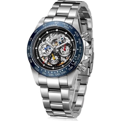 LOREO New 200m Waterproof Diver Watch Sport Skeleton Watch Automatic Watches Mens 2020 Sapphire Calendar Full Steel Mens Clock