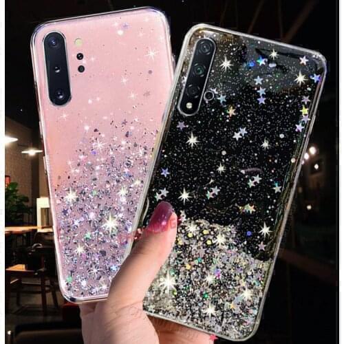 Bling Glitter Transparent Star Soft Case For Xiaomi Redmi 8A 9T 9A 9AT 9C NFC Note 8 8T 9 Prime 9T 9S Pro Max Back Cover Coque