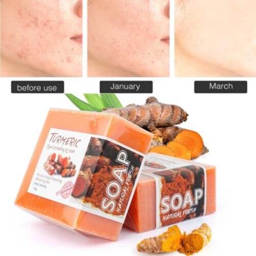 100g Turmeric Essential Oil Handmade Soap Face Wash Removal Acne Treatment Oil Control Moisturizing Whitening Soap Face Care