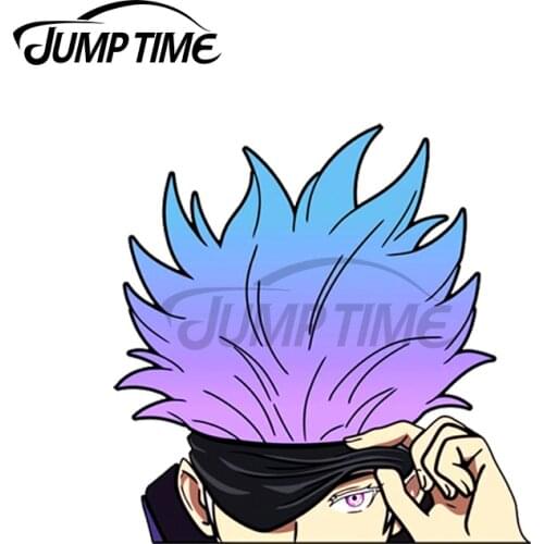Jump Time 13 x 11.8cm For Jujutsu Kaisen Gojo Satoru Peeker Car Stickers Stylish Waterproof Decal for Motorcycle Windshield