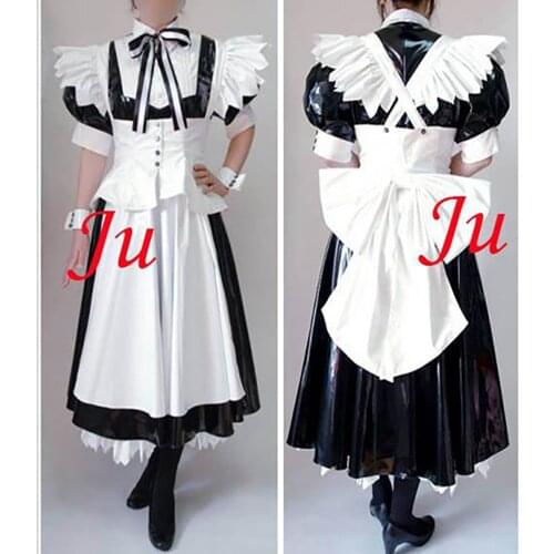 Sexy Sissy Maid Pvc Lockable Dress Uniform Cosplay Costume Tailor-made[CK904]