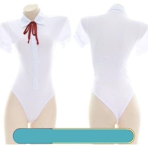 Lolita Girl Sexy Sleepwear Women Fresh Pure white Sukumizu Swimwear Nightwear Cosplay Private Bodysuit Short Sleeve With Tie
