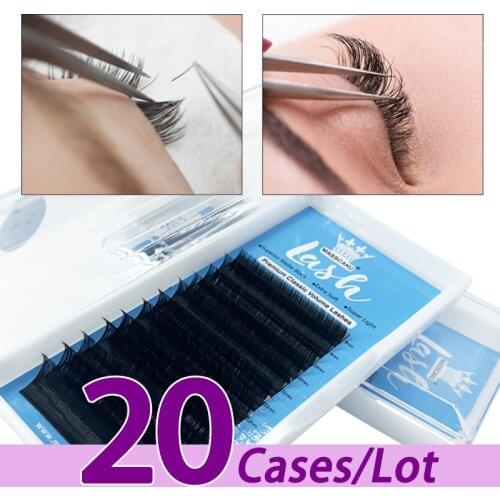 20case/lot Wholesale c/d curl classic russian volume eyelash extensions private label with eyelash extension packaging box