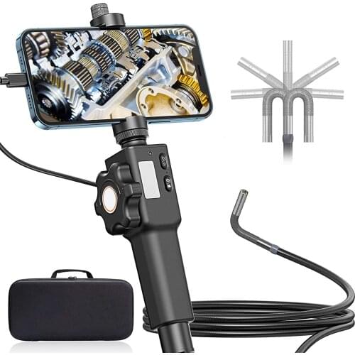 5.5MM/8.5MM Articulating Endoscope for iPhone PC Visual Automotive Inspection Camera with 2-Ways &180 Degree Articulates Probe