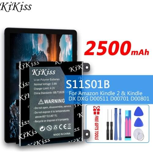 KiKiiss Replacement Battery 2500mAh S11S01B For Amazon Kindle 2 & Kindle DX DXG D00511 D00701 D00801 High Capacity Batteries
