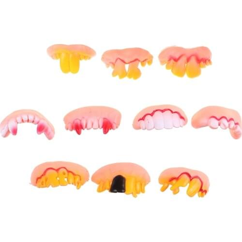 False Teeth Allhallows Toy Halloween Costumes Jokes Scary Dentures,12 Style Funny False Teeth 100 Pcs/Lot