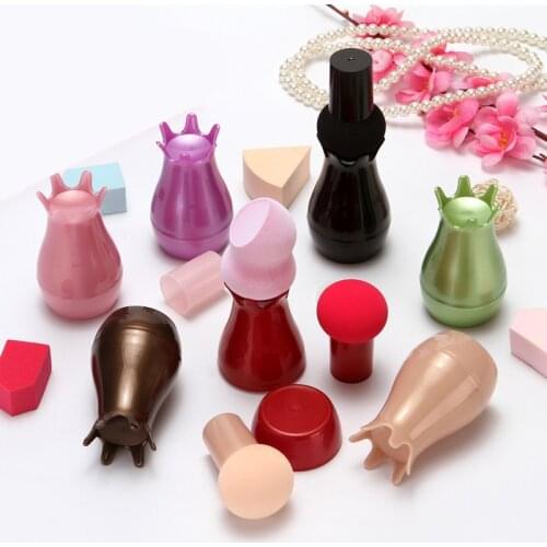 1set Non-latex Makeup Sponge Mushroom Head Powder Foundation Cosmetics Puff with Portable Crown Case Multi-function Holder