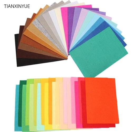 TIANXINYUE 40PCS/lot 10*15cm felt fabric Polyester Nonwoven Felt Fabric 1 MM Thick Home Decoration Pattern Bundle For Sewing