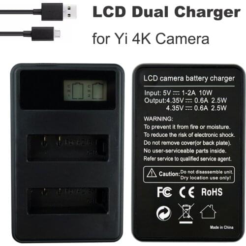 LCD USB Dual YI 4K Charger For xiaomi Yi Xiao yi 4k Action Camera AZ16-1 Battery chargers xiaoyi YI II 4k+ Lite Accessories