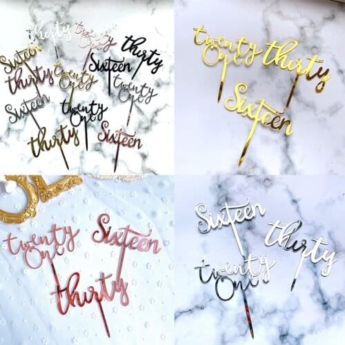 Gold Acrylic"16 21 30"Happy Birthday Cake Topper Sixteen Twenty One Thirty Cake Toppers for Kids Birthday Party Cake Decorations