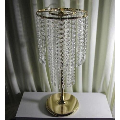 10pcs Gold Silver plated Wedding Centerpiece Acrylic Bead Strands 60cm Tall Acrylic Crystal Flower Stand For Wedding Table Decor