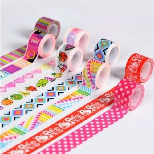 10pcs Cartoon paper tape DIY scrapbook decoration sticker mini self-adhesive tape gift tag sealing kawaii Japanese stationery
