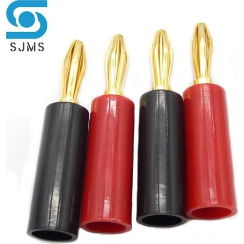 2pcs High Quality 4 mm Welding-free Audio Speaker Screw Banana Plug Gold Plate Plugs Connectors Lock screw Black Red