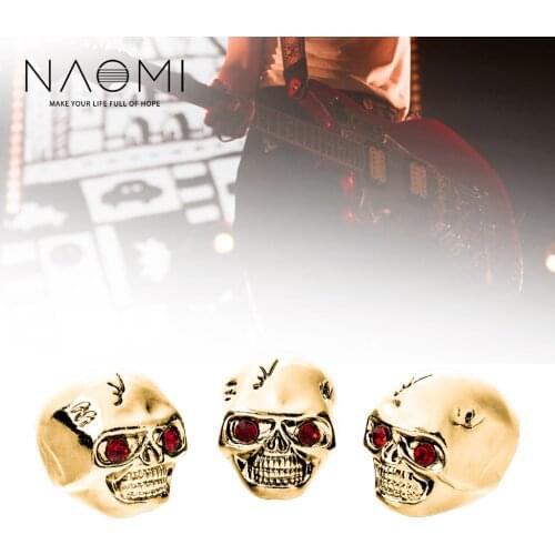 NAOMI 3PCS Skull Guitar Knobs Metal Guitar Volume Tone Control Knob Gold Color Guitar Parts Accessories