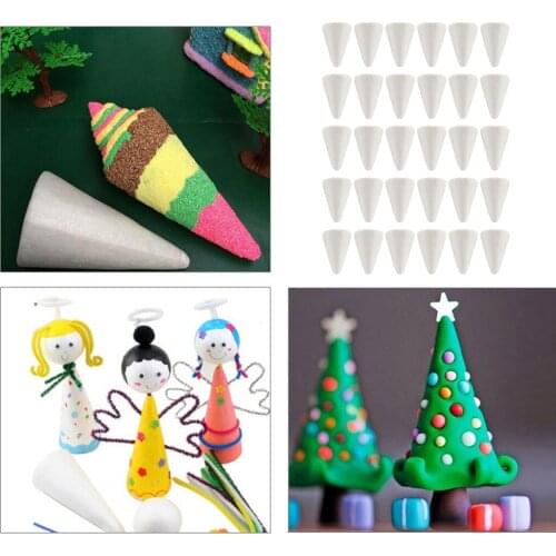 30pcs White Cone Shape Styrofoam Doll Ornament For Party Decor DIY Kid Craft, 68 x 23 mm