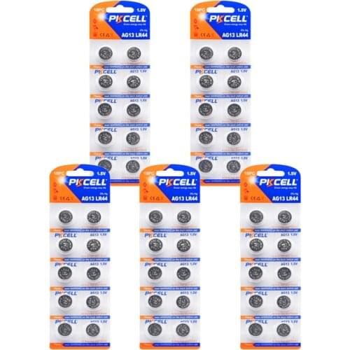 Coin Cell Battery 50Pcs/5Cards LR44 357 357A S76E G13 Alkaline Button Batteries AG 13 1.5V For inteligentne zegarki