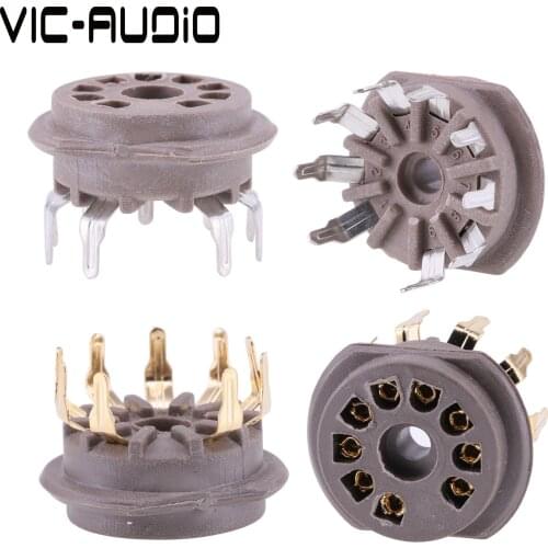 10PCS Bakelite 9pin Valve Tube Socket For ECC82 ECC83 12AU7 6DJ8 EL84 6922 12AX7 Vacuum Tube Vintage Amplifier Audio HIFI DIY