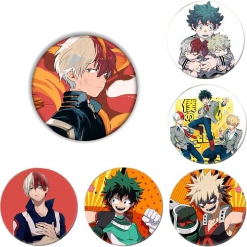Anime My Hero Academia Peripheral Cartoon Round Acrylic Badge Collectible Brooch Pins Button Badges Bag Accessories Gift