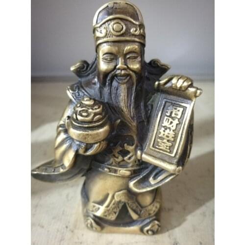 Antiguo bronce China bronce escultura de Dios de la riqueza decoración del hogar