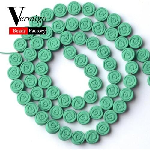 Natural Stone Green Flowers Nanotech Rubber Hematite Beads For Jewelry Making 6mm Spacer Beads Diy Bracelets Accessories 15