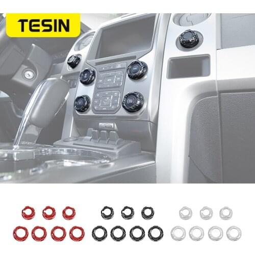 TESIN Car Interior Central Control Knob Decoration Ring Cover Accessories for Ford F150 Raptor 2013-2014 Car Styling
