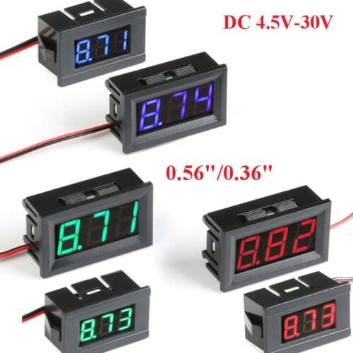 Mini Digital Voltmeter Tester DC 4.5V to 30V Digital Voltmeter Voltage Panel Meter Red/Blue/Green Electromobile Motorcycle Car
