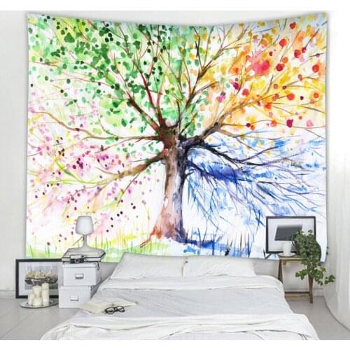 Colored Green Trees Wall Mounted Tapestry Bohemian Style Rug Beach Blanket Yoga Picnic Blanket Home Decoration