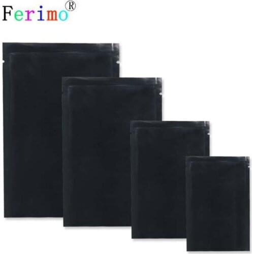 Ferimo 100pcs Black Heat Sealing Packaging Storage Bags Varies Size Aluminum Foil Small Open Top Bag Wholesale