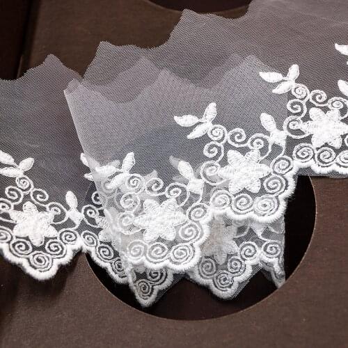 Cotton thread+Nylon net mesh embroidery lace trim Fabric dress trimming home textile skirt DIY sewing decorative accessories