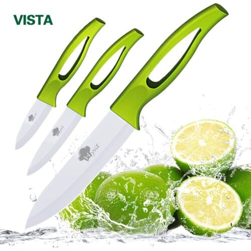 Ceramic Knives 3 4 5 inch fruit utility slicing Knives Green Handle White Blade Cooking Kitchen Knife Cook Set