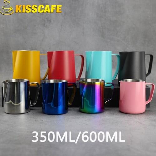 Coffee Milk Jug Graining Stainless Steel Frothing Pitcher Pull Flower Cup Espresso Frothers Mug For Barista Cafe Accessory