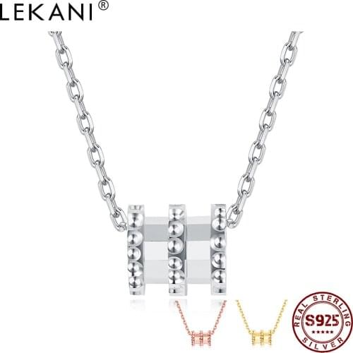 LEKANI S925 Sterling Silver Round Scroll Wheel Pendant Necklaces For Women Trendy 3 Colors Chokers Necklace Female Fine Jewelry