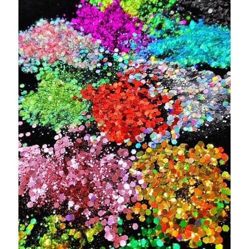 Chunky Metallic, Iridescent Cosmetic Glitter Mix For Festival & Creative Makeup, Slime and Crafts, 50g | Body Glitter 25 Colors