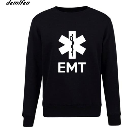 Fashion Fleece Hoodie EMT EMS Paramedic Emergency Medical Services Mens Pullover Sweatshirt Hip Hop Coat Tops Streetwear